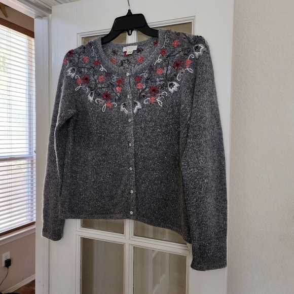 Christopher & Banks Embellished Fairycore Silk Angora Button Down Cardigan Large - Picture 2 of 12